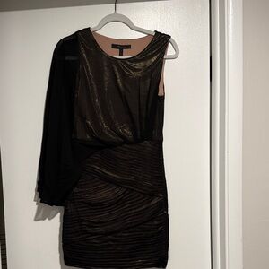 BCBGMaxAzria Black Metallic Overlay Mini Dress